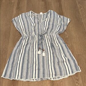 Striped Blue and White swim coverup